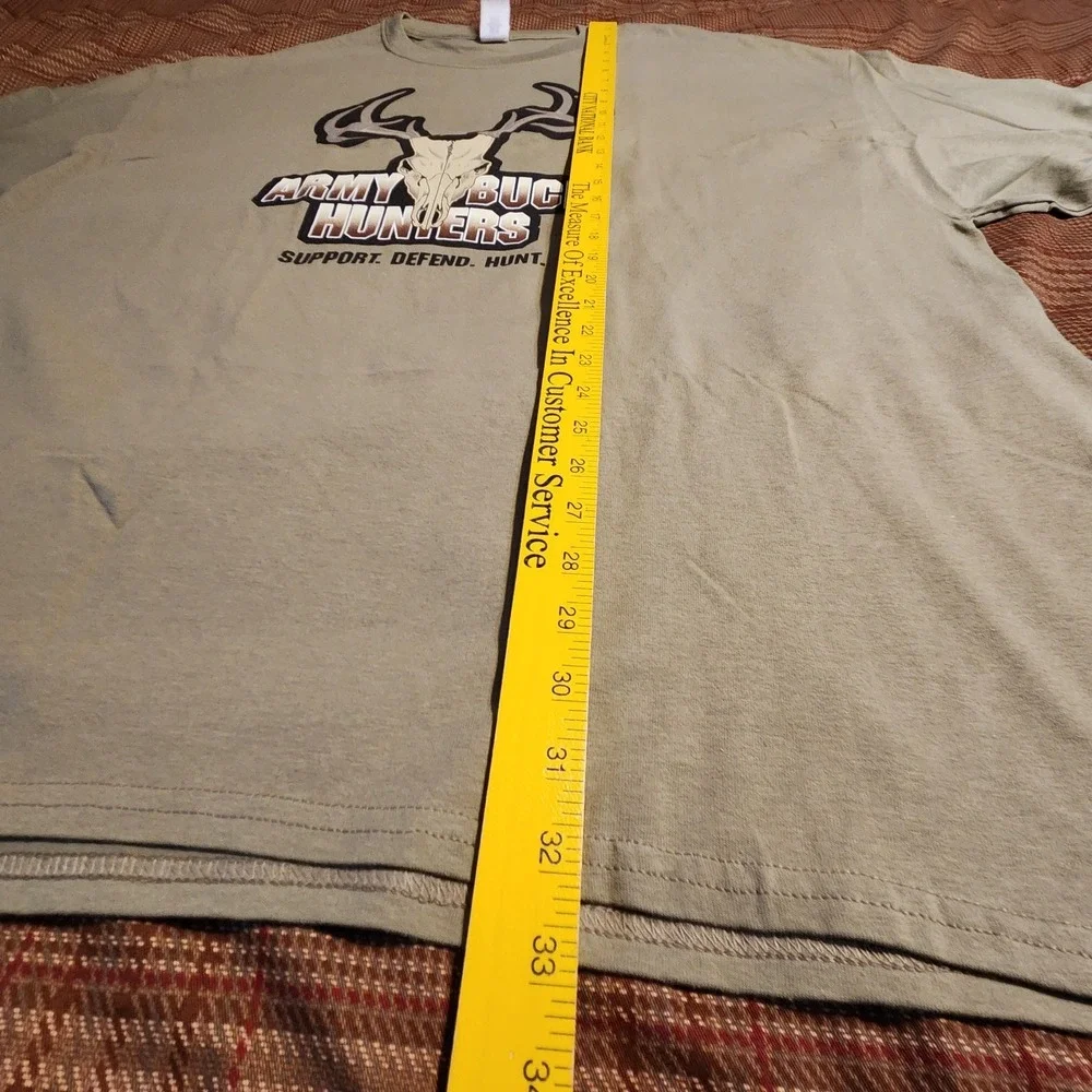 Army Buck Hunters Whitetail Graphic T-Shirt 3XL Tan Double Sided Cotton Support